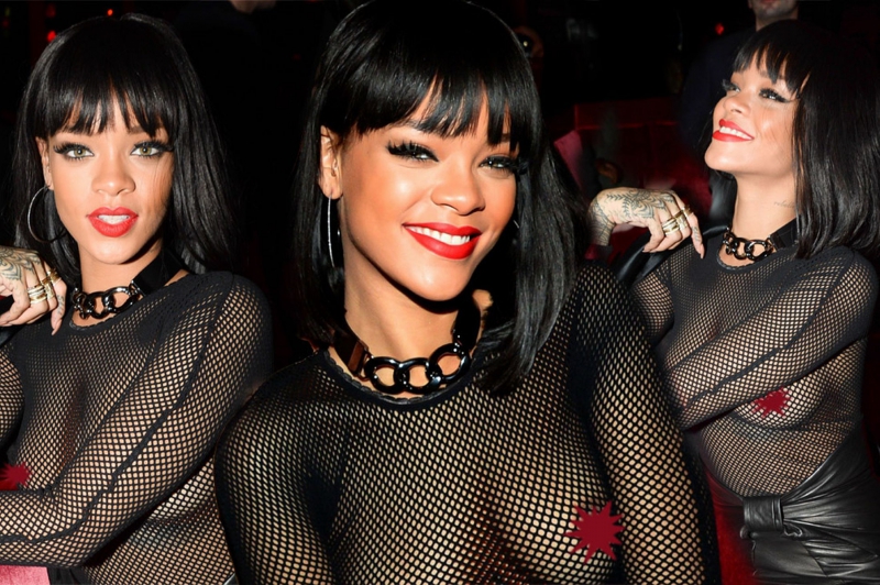Rihanna melltartó nélkül ment bulizni