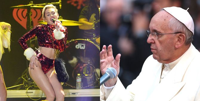 Ferenc pápa lenyomta Miley Cyrust