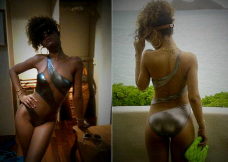Rihanna szexin pózol egy érdekes szabású bikiniben